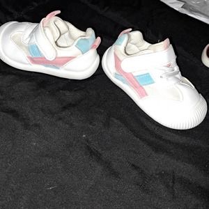 NEW MK Baby Shoes White Blue and Pink Stripes SZ 16 EU Baby